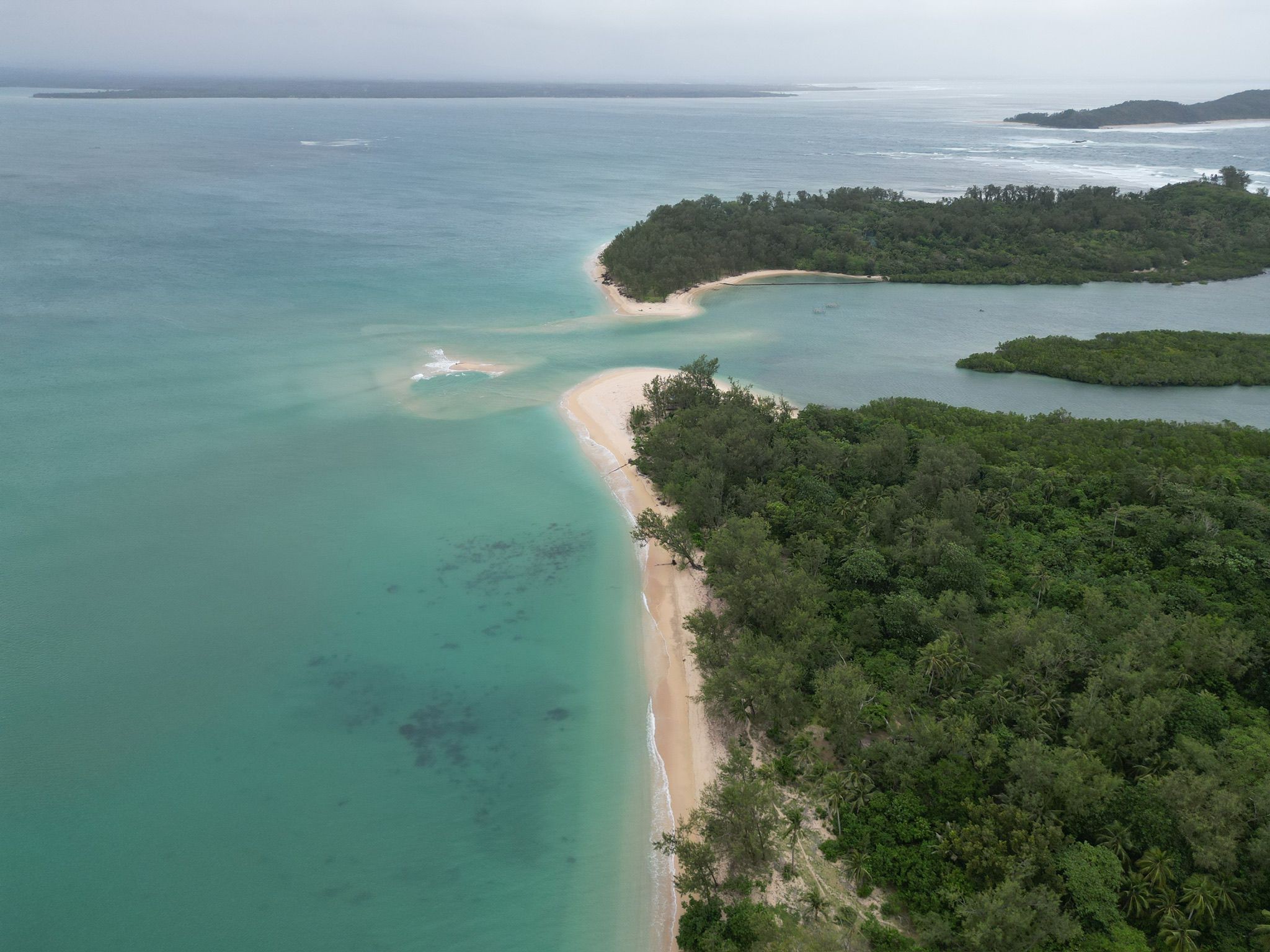Aerial coastline view of Crays Mercedes Island